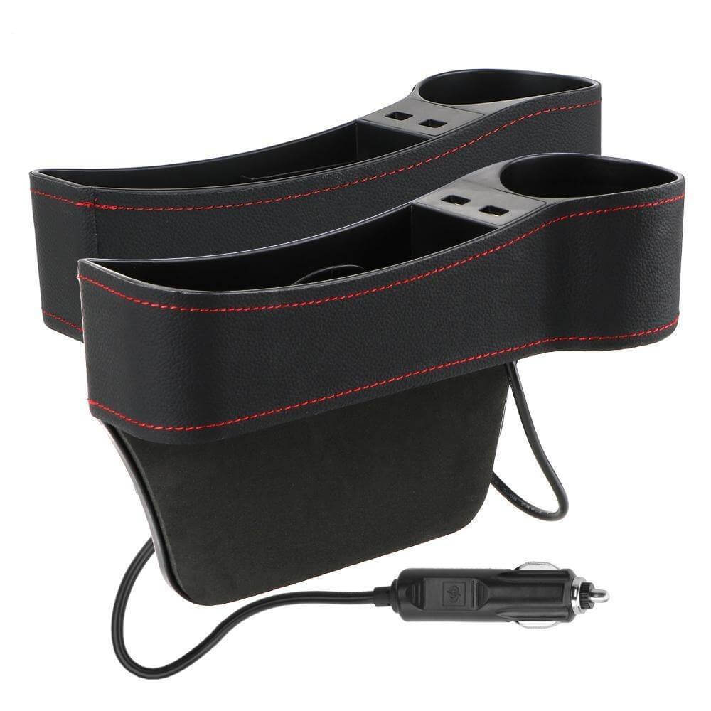 Leather USB Charger Car Seat Gap Organizer - MaviGadget