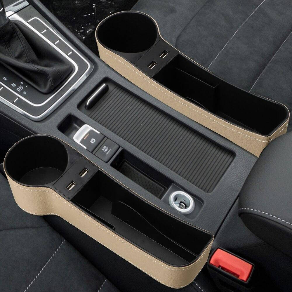 Leather USB Charger Car Seat Gap Organizer - MaviGadget