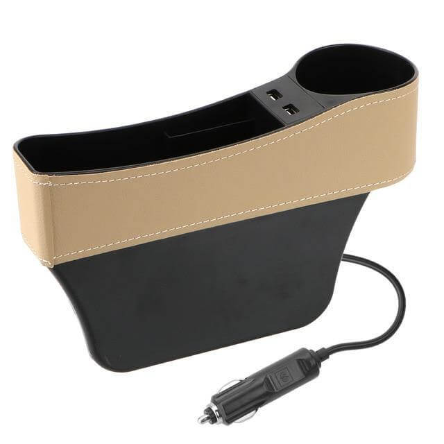 Leather USB Charger Car Seat Gap Organizer - MaviGadget