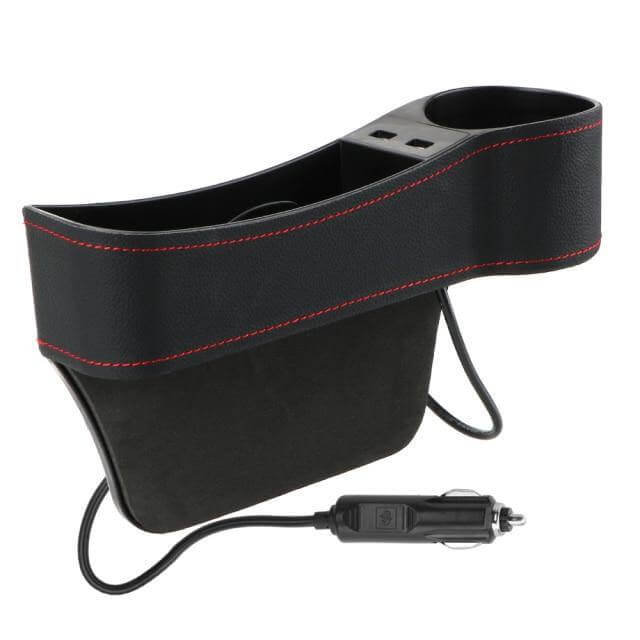 Leather USB Charger Car Seat Gap Organizer - MaviGadget
