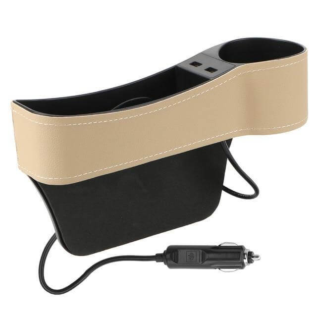 Leather USB Charger Car Seat Gap Organizer - MaviGadget