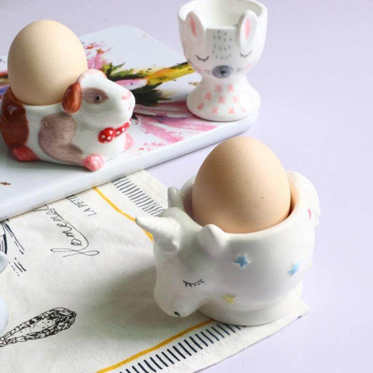 2Pcs Cute Animal Ceramic Breakfast Egg Holder - MaviGadget