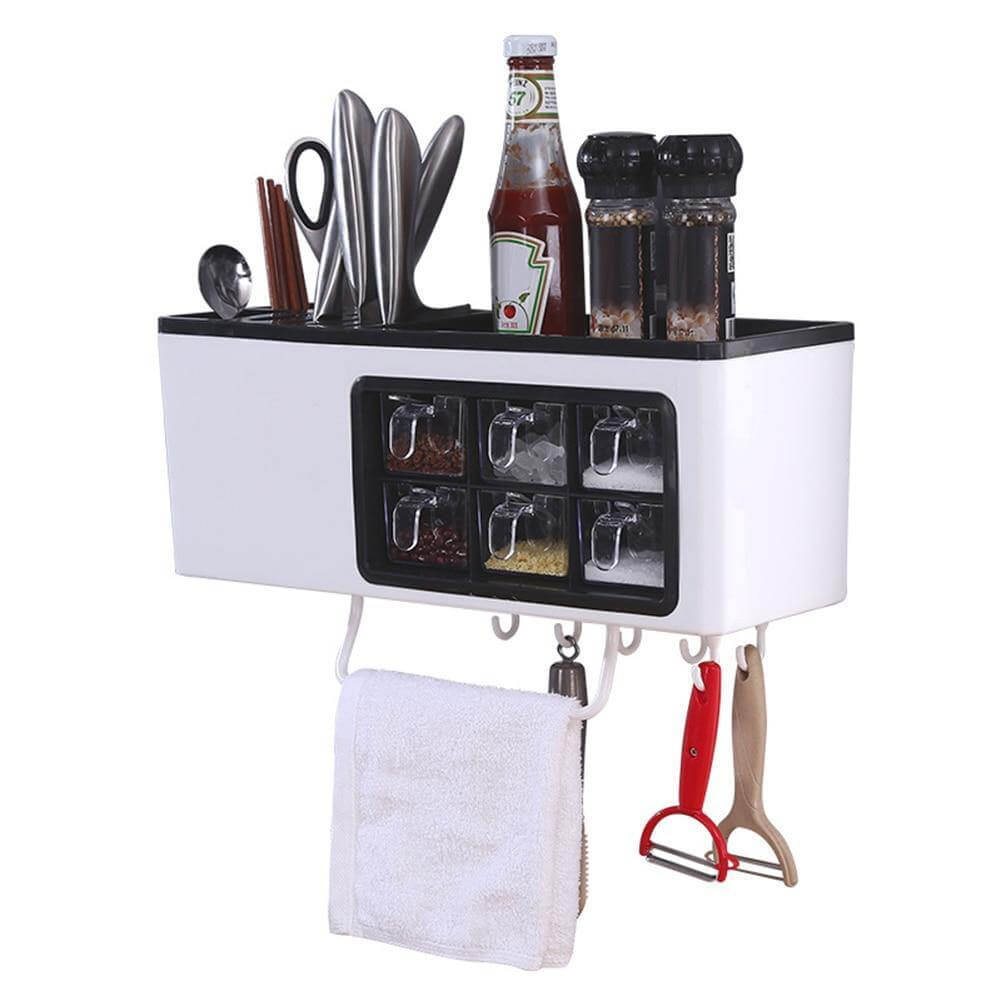 Multipurpose Useful Shelf Seasoning Storage Organizer with Phone Holder - MaviGadget