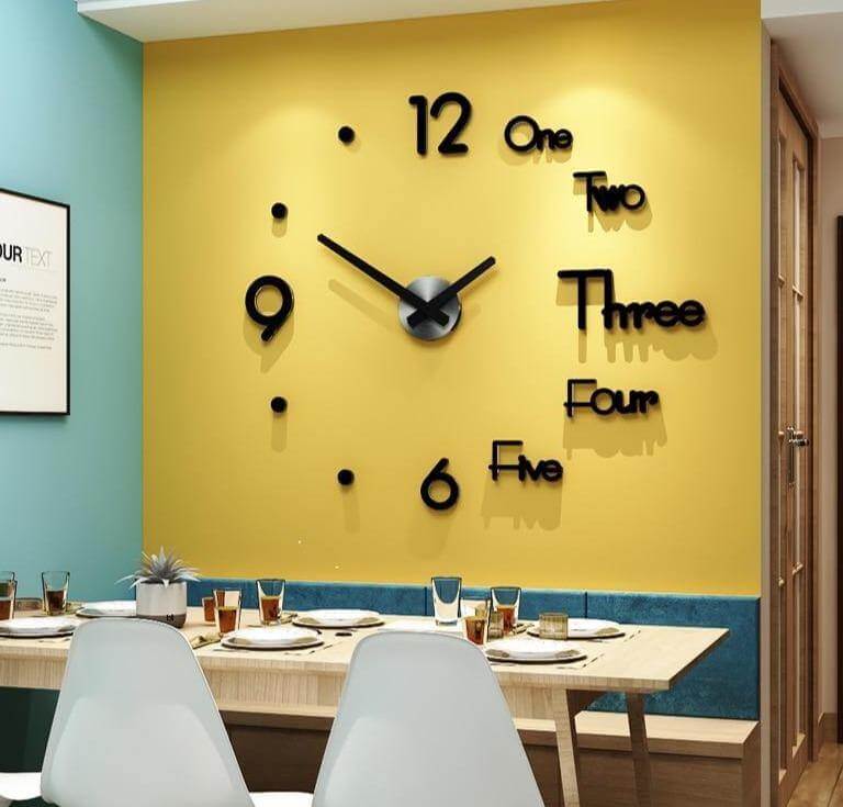 3D Large DIY Modern Number Wall Clock - MaviGadget