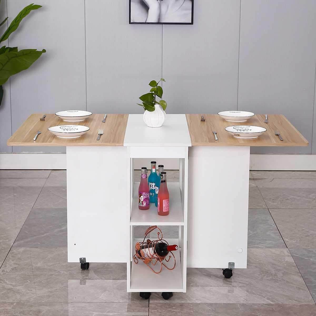 Modern Foldable Wheeled Dining Table Set - MaviGadget