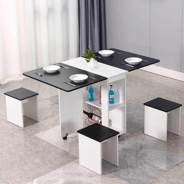 Modern Foldable Wheeled Dining Table Set - MaviGadget