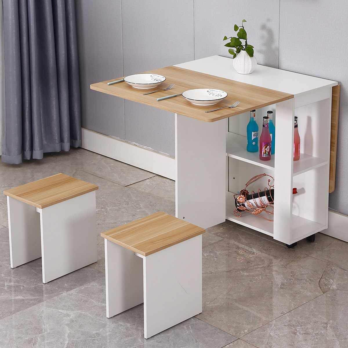 Modern Foldable Wheeled Dining Table Set - MaviGadget