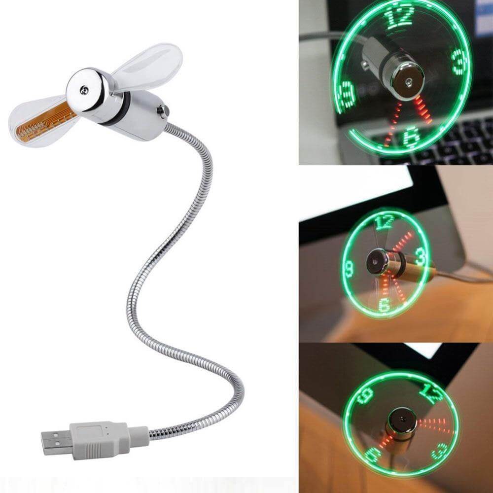 USB Fan Time And Temperature Display Clock - MaviGadget