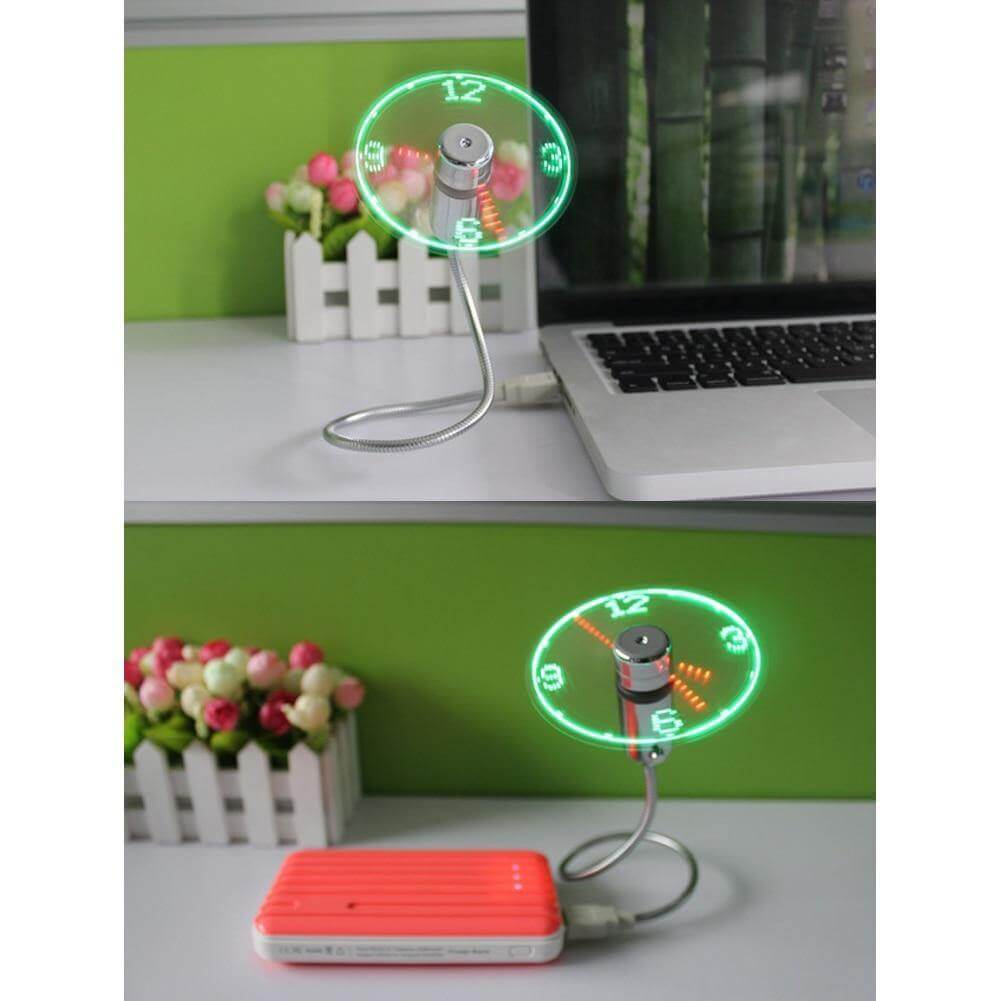 USB Fan Time And Temperature Display Clock - MaviGadget