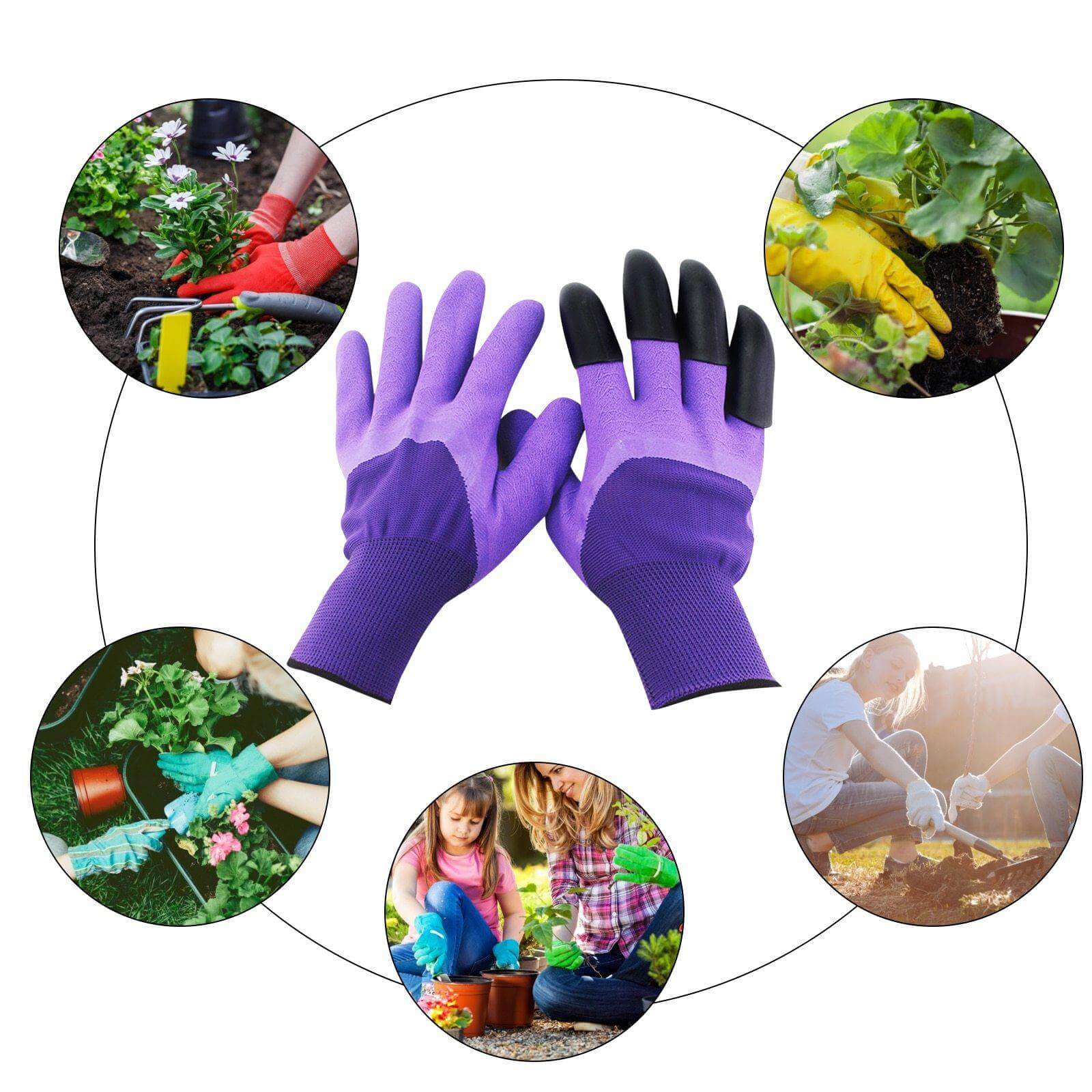 Garden Rubber Gloves with Fingertips Claws - MaviGadget