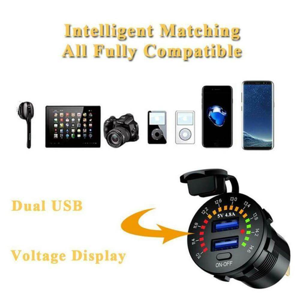 Led Display Fast Car Dual USB Charger - MaviGadget