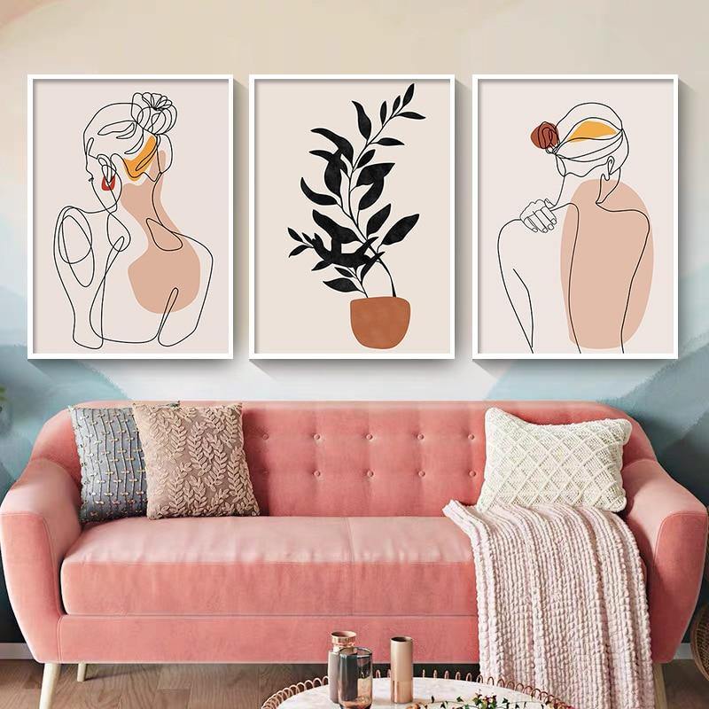 Minimalist Abstract Face Leaves Painting - MaviGadget