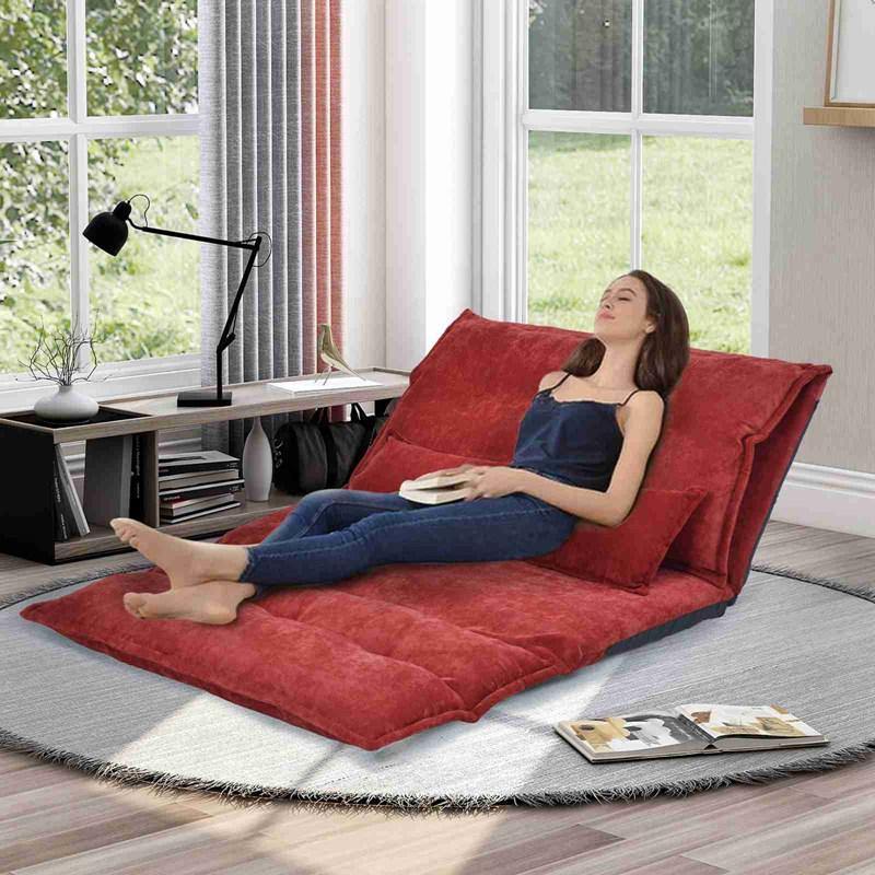 Modern Foldable PU Leather Leisure Floor Sofa Bed with 2 Pillows - MaviGadget