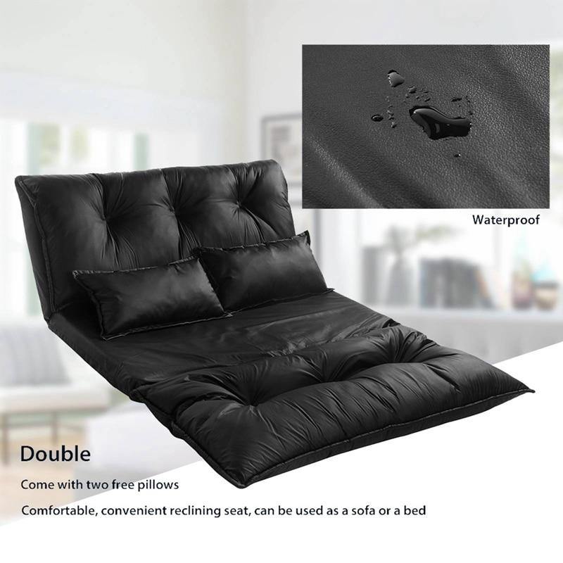 Modern Foldable PU Leather Leisure Floor Sofa Bed with 2 Pillows - MaviGadget