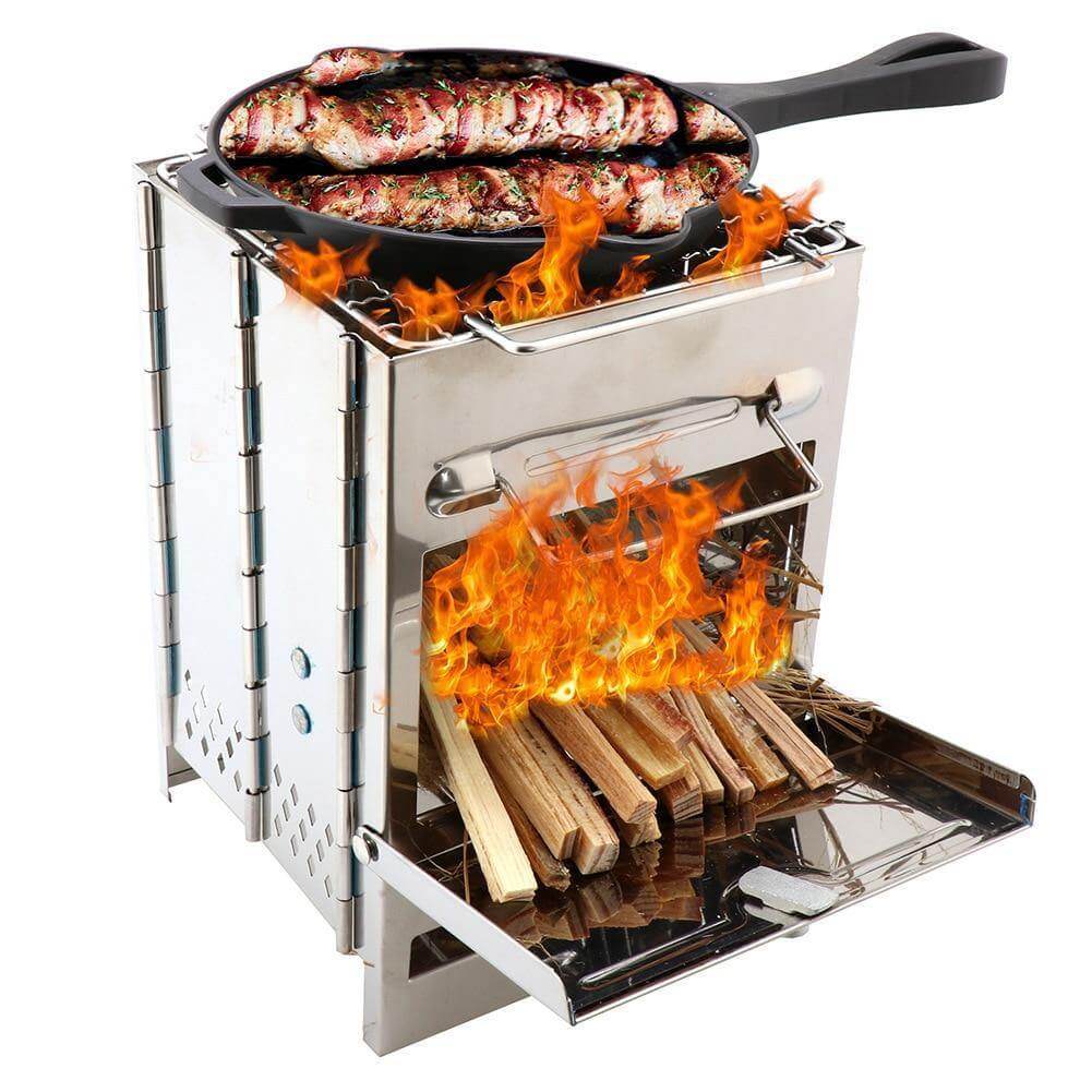 Outdoor Foldable Camping Stainless Steel Mini Charcoal Grill - MaviGadget