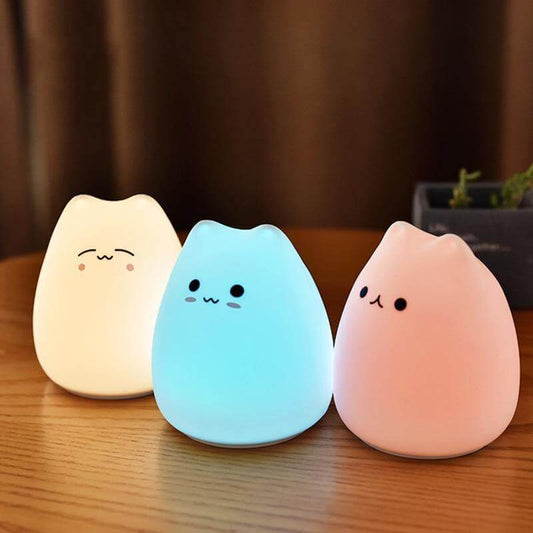 Colorful LED Silicone Touch Sensor Cat Night Lamp - MaviGadget