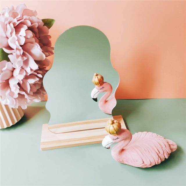 Irregular Korean Style Decorative Make-up Mirror Wooden Base - MaviGadget