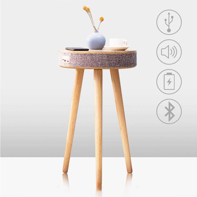 Smart Wooden Bluetooth Speaker Wireless Charging Coffee Side Table - MaviGadget