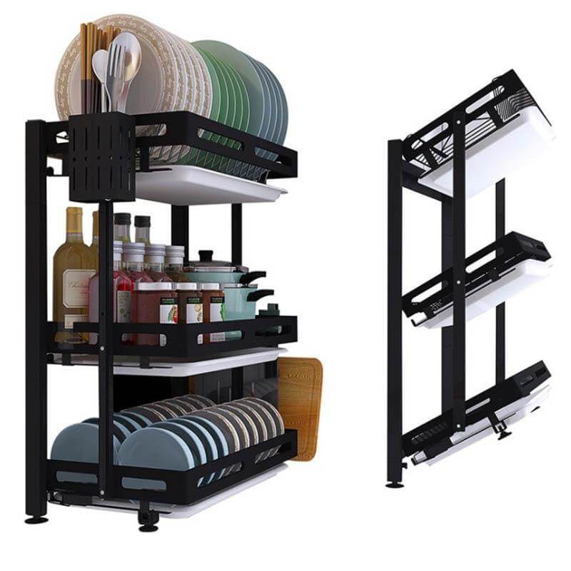Foldable Stainless Steel Kitchen Dish Drainer Rack - MaviGadget