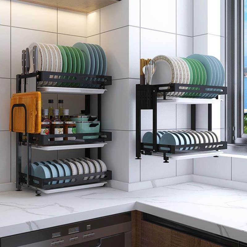 Foldable Stainless Steel Kitchen Dish Drainer Rack - MaviGadget