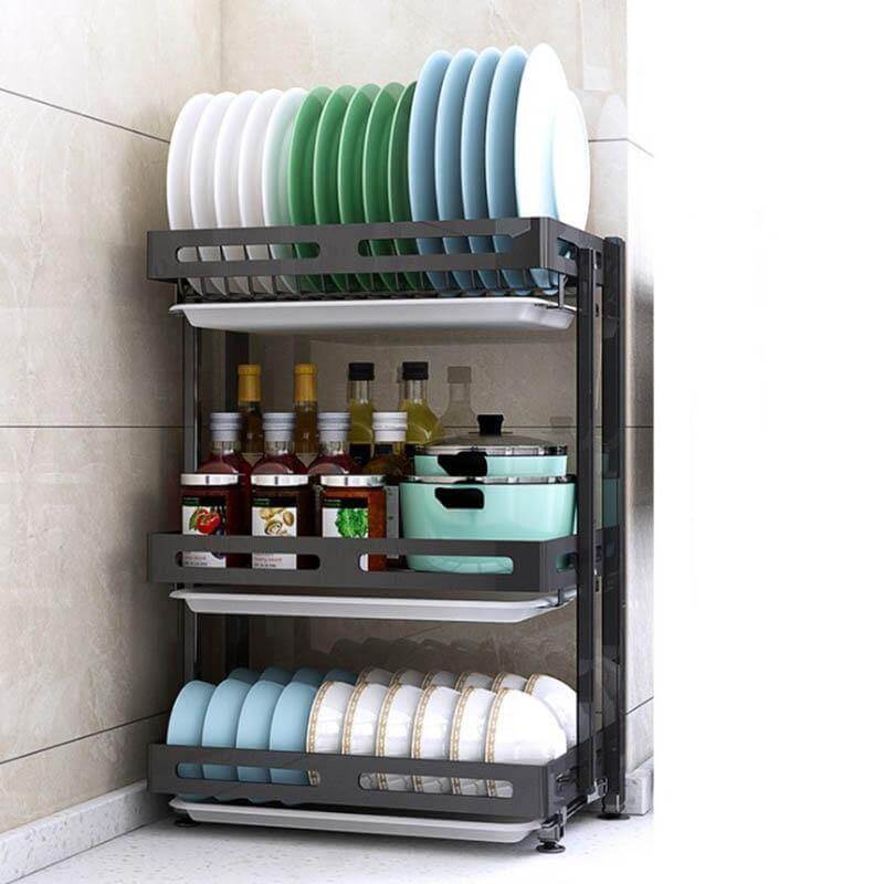 Foldable Stainless Steel Kitchen Dish Drainer Rack - MaviGadget