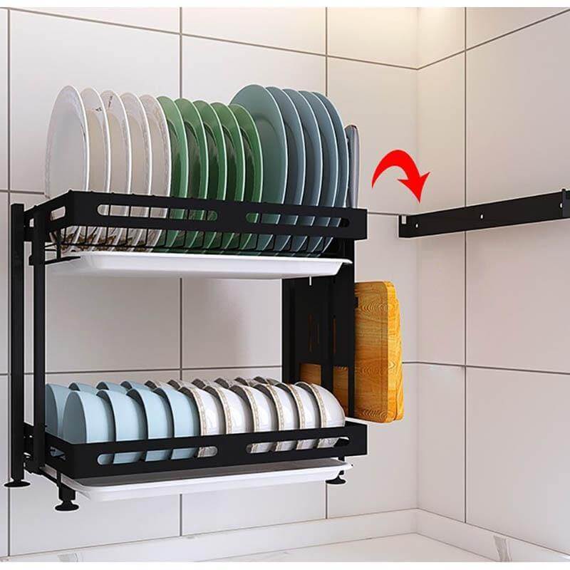 Foldable Stainless Steel Kitchen Dish Drainer Rack - MaviGadget