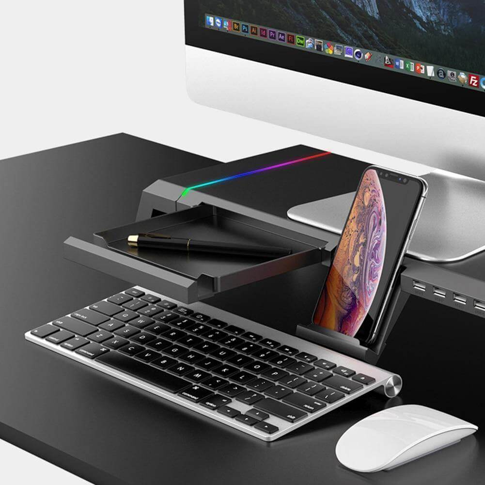 4 USB3.0 Hub Universal Computer Stand Riser Data Transfer Desk Organizer - MaviGadget