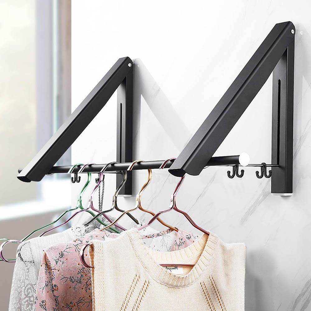Wall Mounted Retractable Folding Clothes Rack - MaviGadget