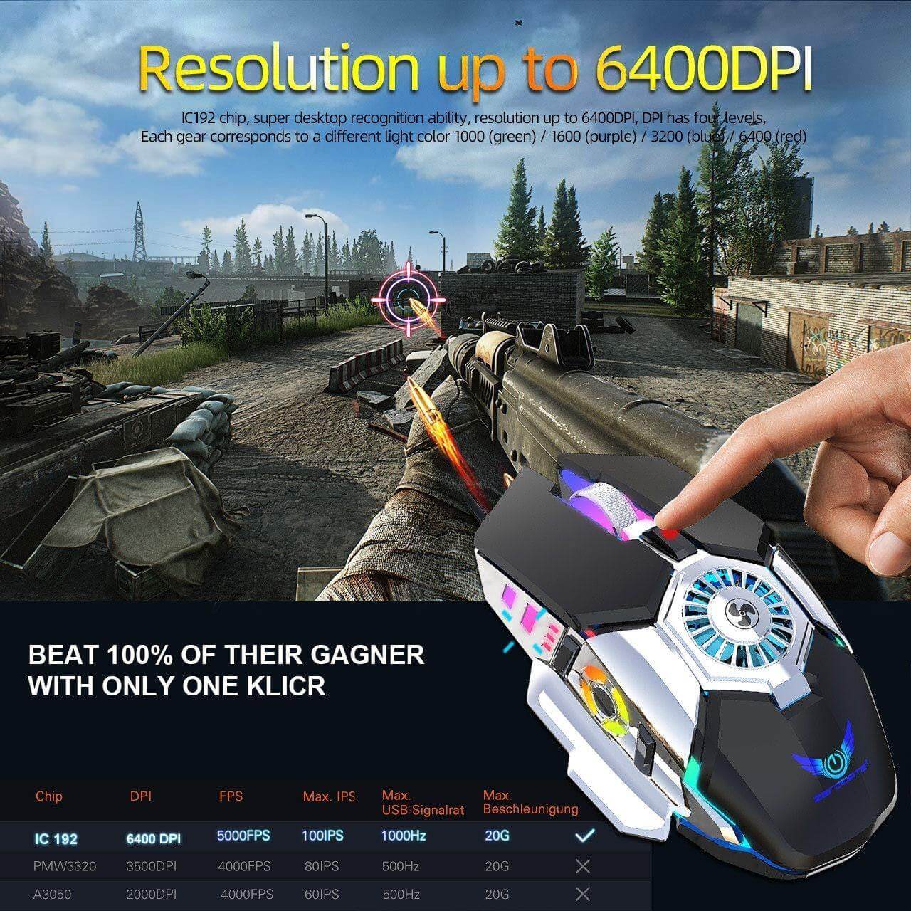 Cooling USB Fan Gaming Mouse - MaviGadget