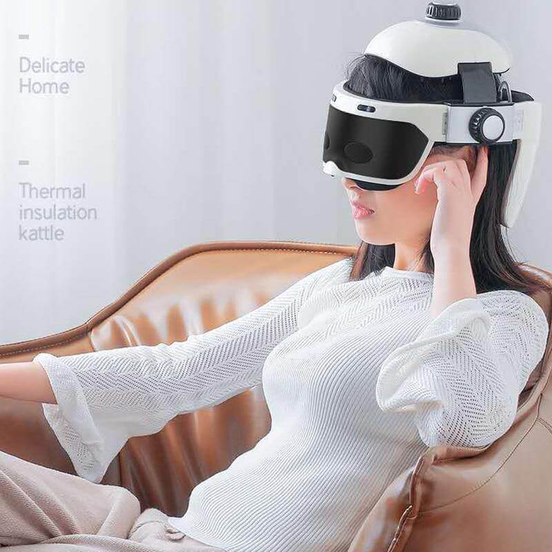 Chargeable Electric Heating Head Eye Massage Helmet - MaviGadget