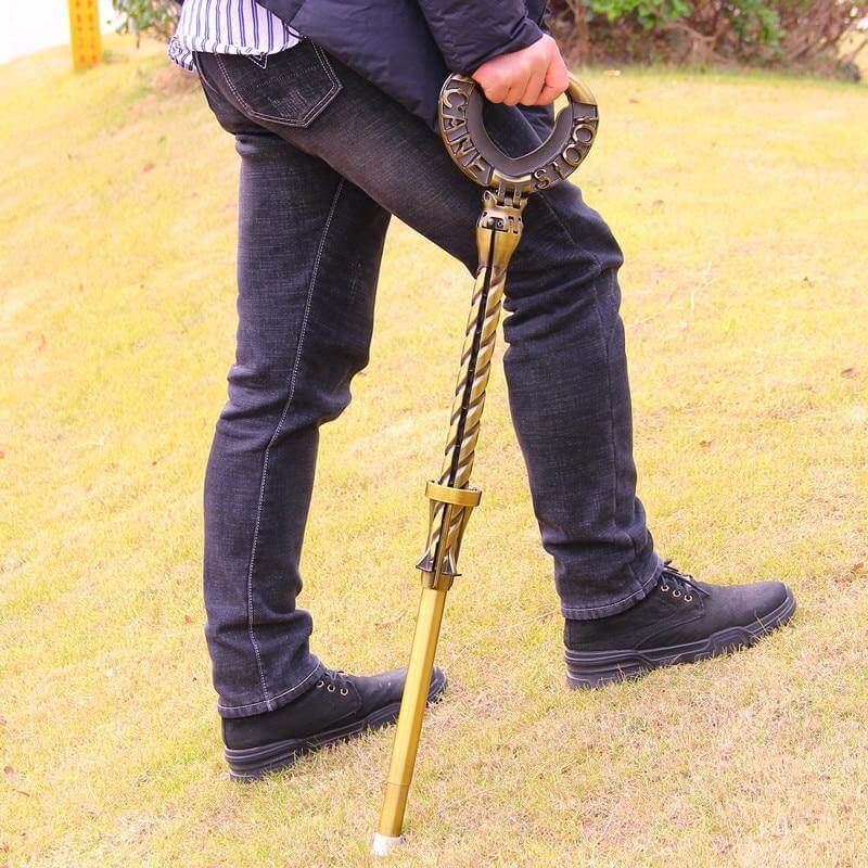 Outdoor Folding Two-in-one Walking Stick Stool - MaviGadget