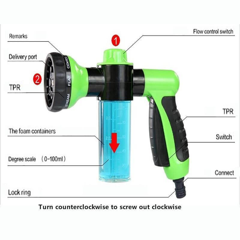 High Pressure Water Spray Gun with Automatic Dispenser - MaviGadget