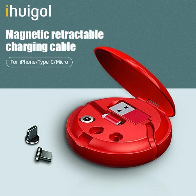Universal Retractable Magnetic Charge Cable iPhone Samsung - MaviGadget