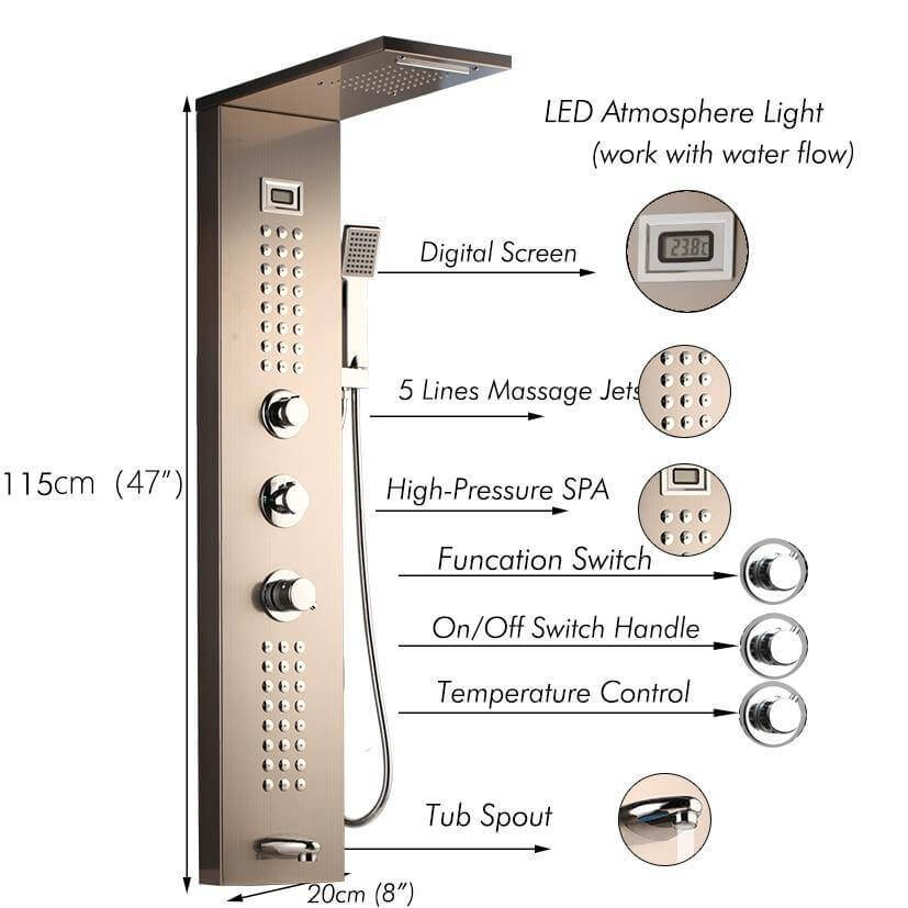 Elegant Digital Massage System Digital Led Panel Shower Sets - MaviGadget