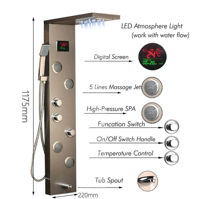 Elegant Digital Massage System Digital Led Panel Shower Sets - MaviGadget