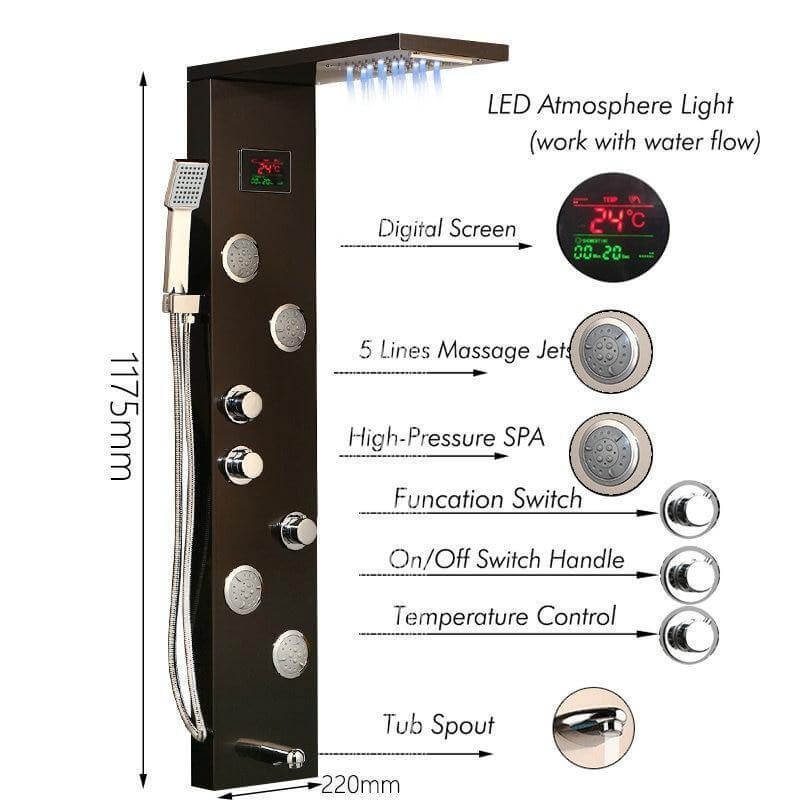 Elegant Digital Massage System Digital Led Panel Shower Sets - MaviGadget