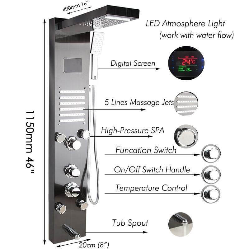 Elegant Digital Massage System Digital Led Panel Shower Sets - MaviGadget