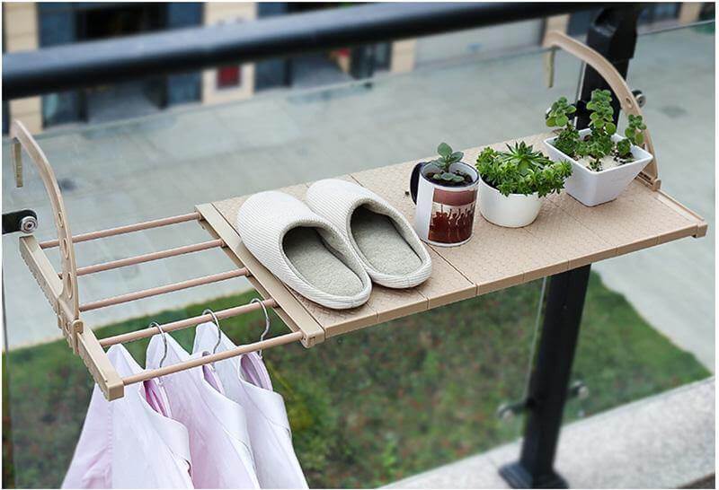 Balcony Foldable Clothes Hanging Drying Rack Organizer - MaviGadget
