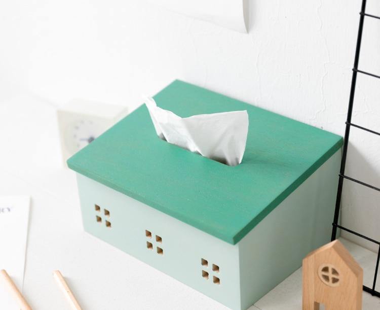Wooden Nordic House Tissue Box - MaviGadget