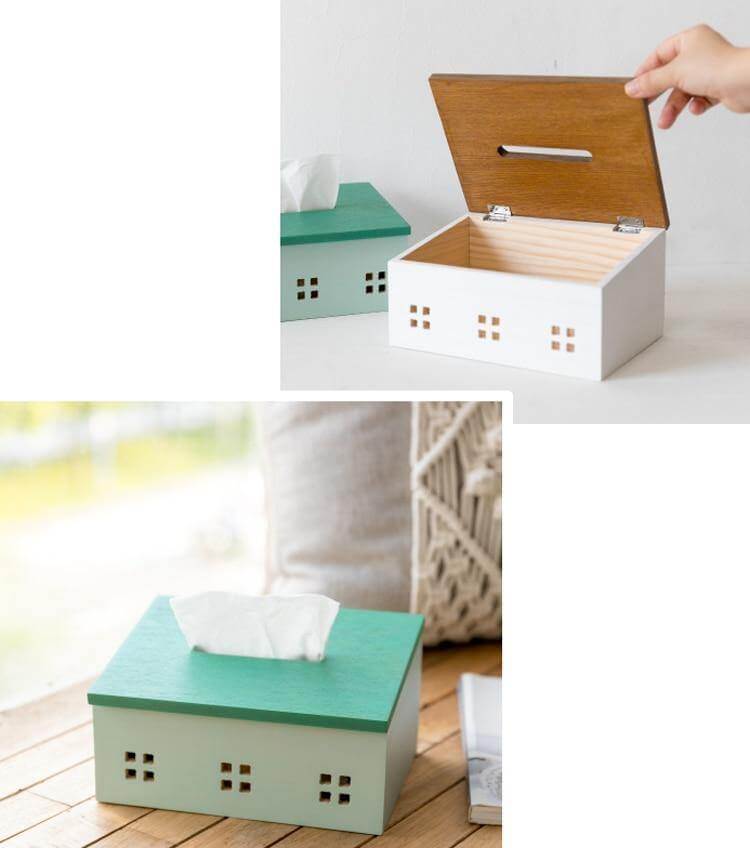 Wooden Nordic House Tissue Box - MaviGadget