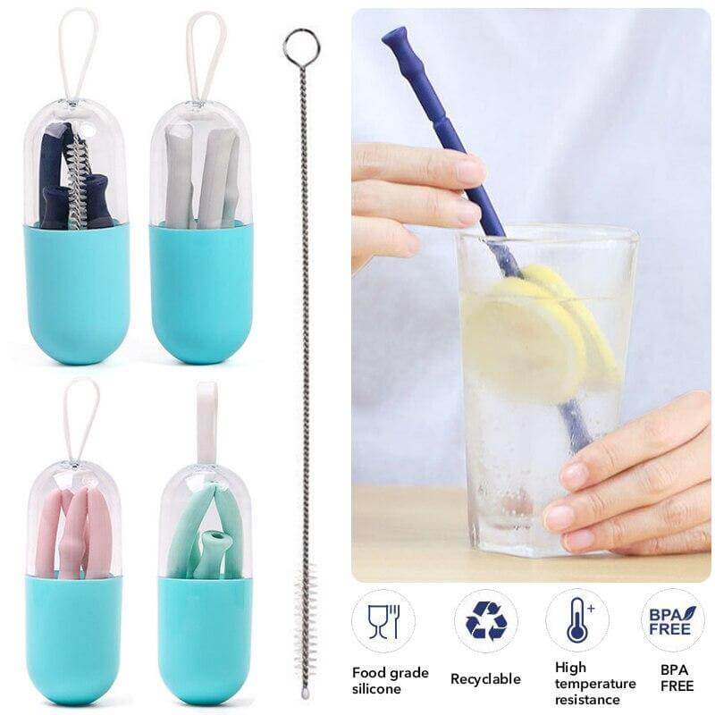 Foldable Reusable Silicone Straw - MaviGadget