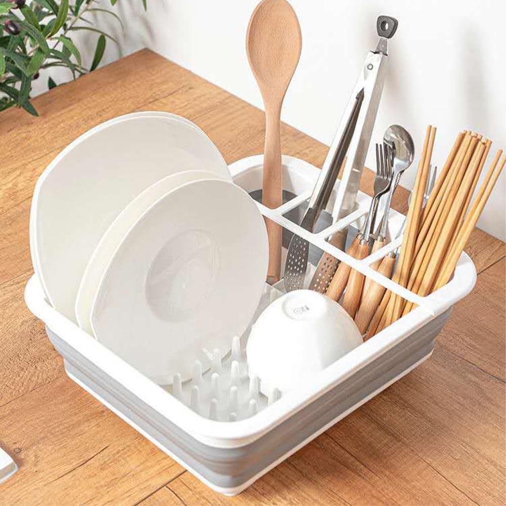 Foldable Kitchen Dish Drying Rack with Drainer - MaviGadget