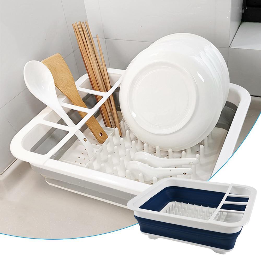 Foldable Kitchen Dish Drying Rack with Drainer - MaviGadget
