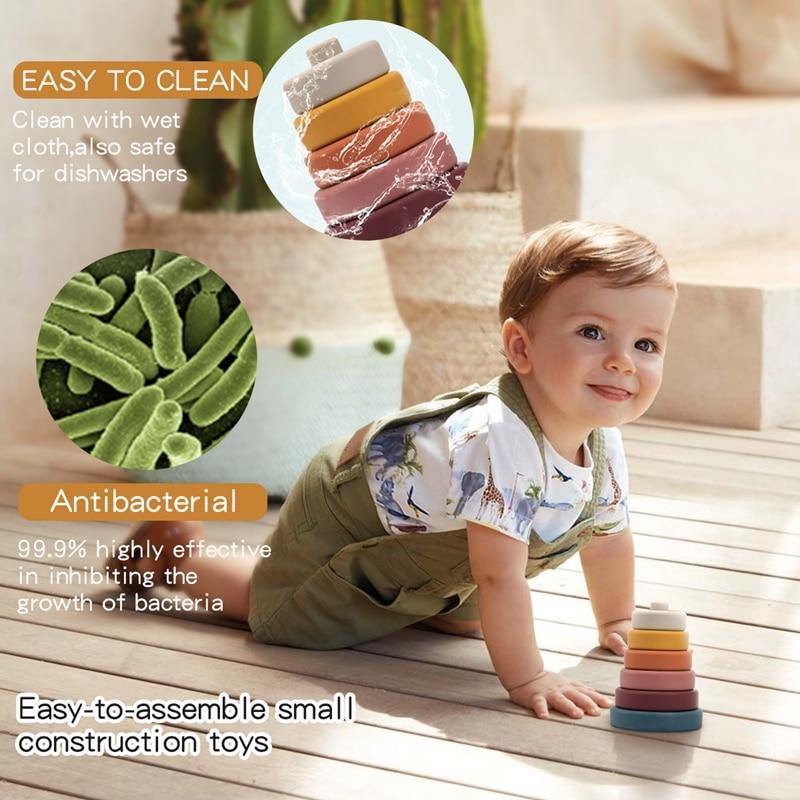 Baby Silicone Construction Stacking Smart Block Game - MaviGadget