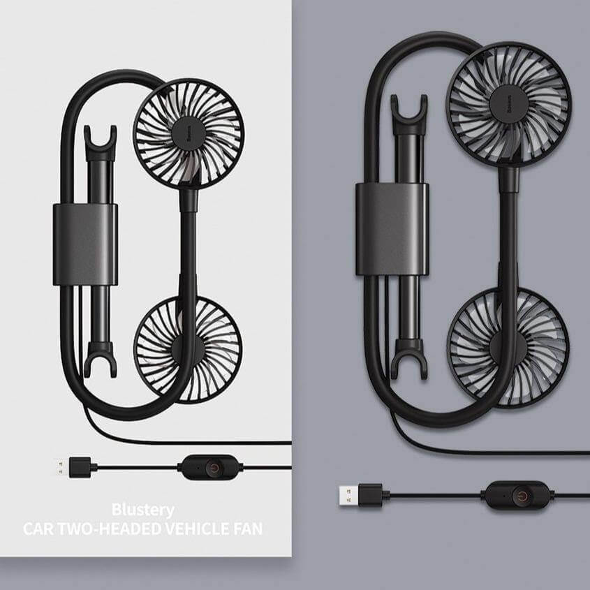 360 Degree Rotating Double Car Cooling Fan - MaviGadget