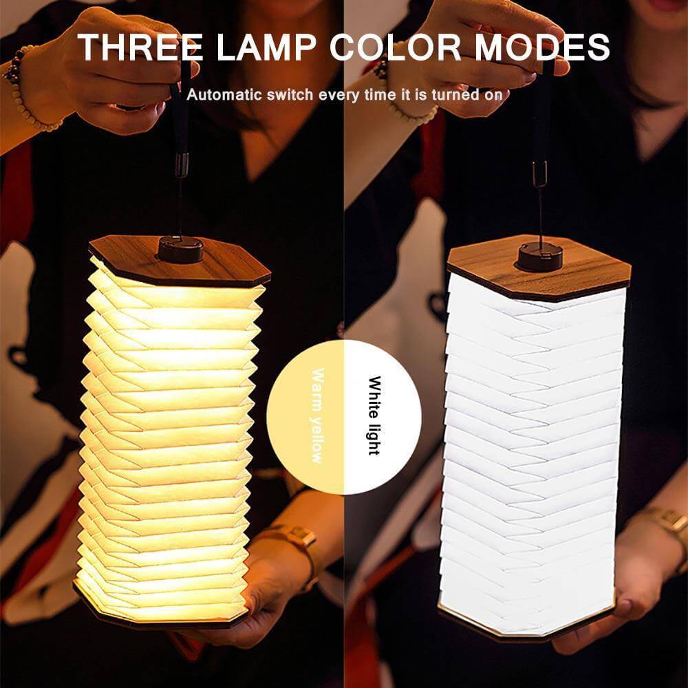 USB Rechargeable Retro Accordion Wooden LED Lamp - MaviGadget