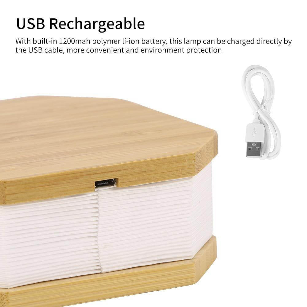 USB Rechargeable Retro Accordion Wooden LED Lamp - MaviGadget