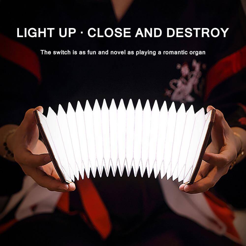 USB Rechargeable Retro Accordion Wooden LED Lamp - MaviGadget