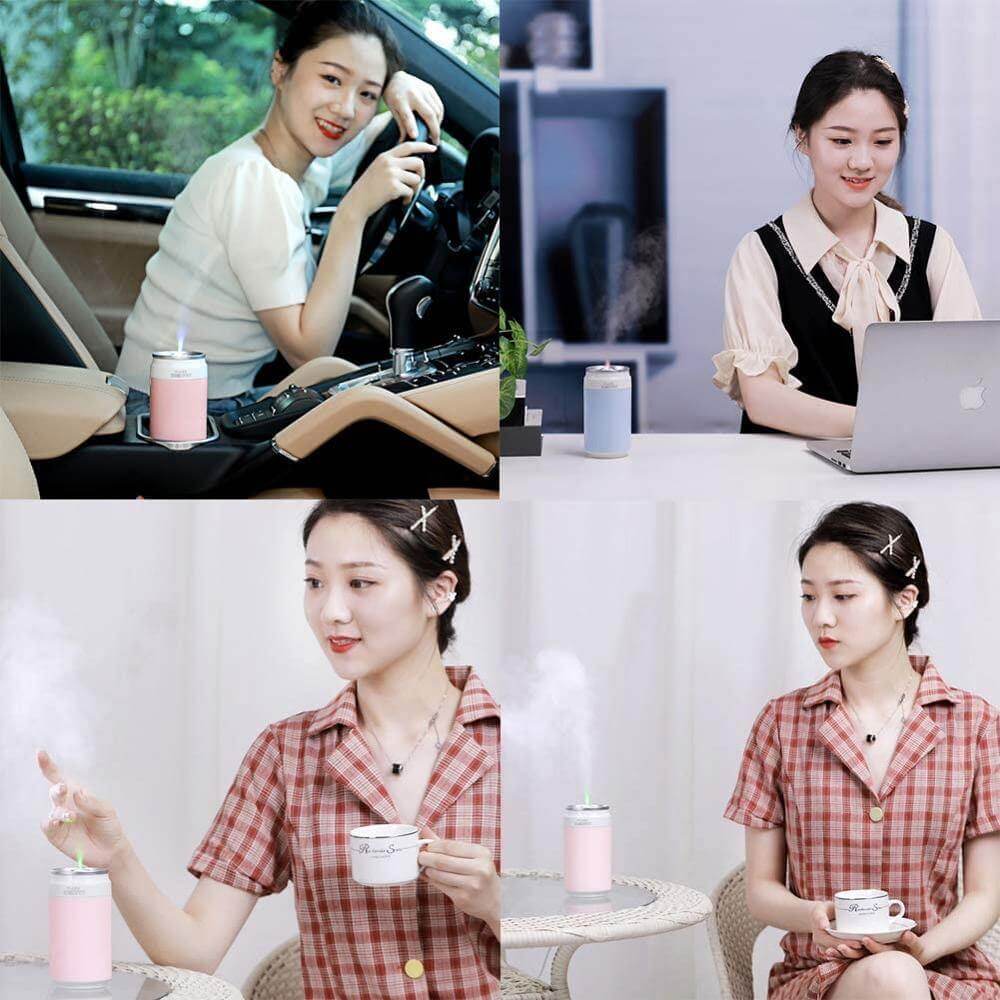 Portable Ultrasonic Bottle Air Humidifier with Mini Lamp - MaviGadget