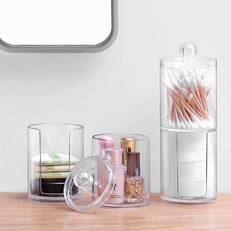Transparent Round Style Makeup Cotton Box - MaviGadget